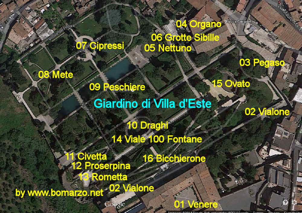 Mappa del Giardino di Villa d'Este by Google Maps
